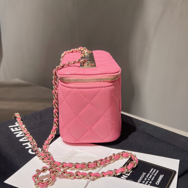 香奈兒/Chanel Trendy 金屬 羊皮 長盒子包 粉色金扣 編碼30開頭-1
