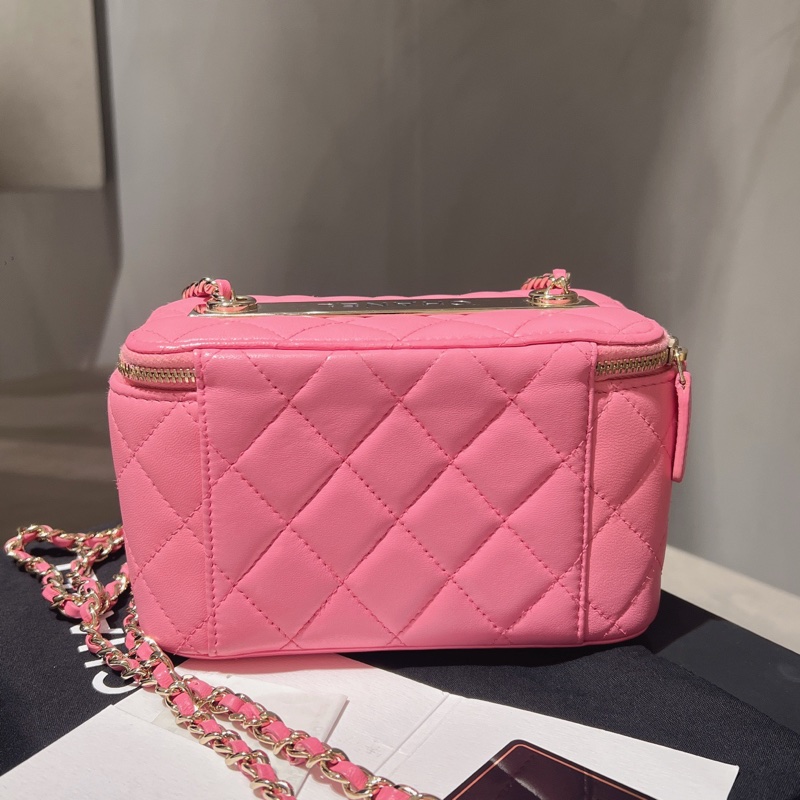 香奈兒/Chanel Trendy 金屬 羊皮 長盒子包 粉色金扣 編碼30開頭-2