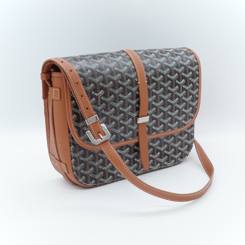 閒置品 ♥️ 有購證【超級新🌟小編推薦】Goyard 戈雅 Belvedere MM 棕色 帆布 小牛皮 中號 翻蓋包 斜背郵差包｜中性款-2