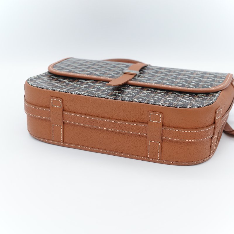 閒置品 ♥️ 有購證【超級新🌟小編推薦】Goyard 戈雅 Belvedere MM 棕色 帆布 小牛皮 中號 翻蓋包 斜背郵差包｜中性款-4