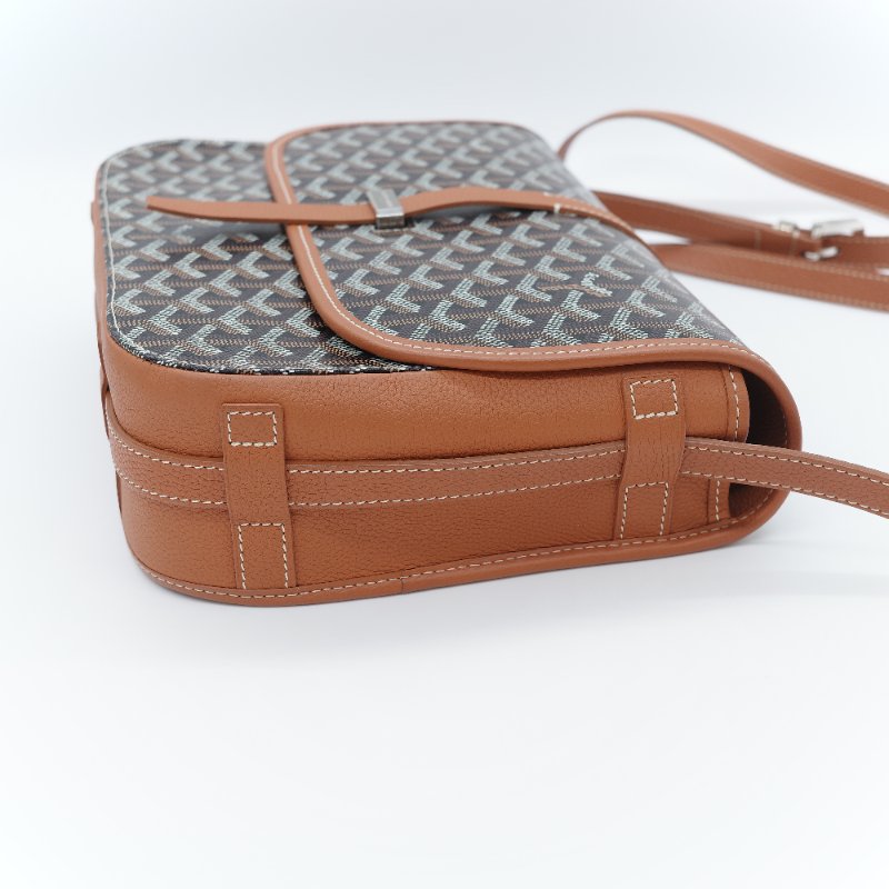 閒置品 ♥️ 有購證【超級新🌟小編推薦】Goyard 戈雅 Belvedere MM 棕色 帆布 小牛皮 中號 翻蓋包 斜背郵差包｜中性款-5