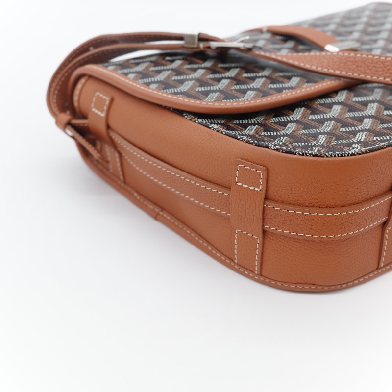 閒置品 ♥️ 有購證【超級新🌟小編推薦】Goyard 戈雅 Belvedere MM 棕色 帆布 小牛皮 中號 翻蓋包 斜背郵差包｜中性款-6