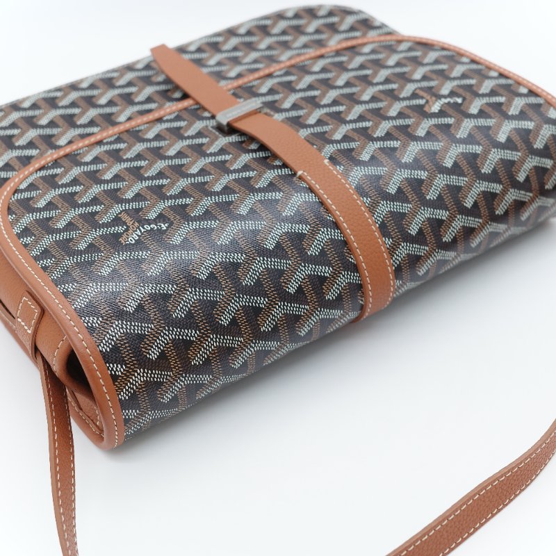 閒置品 ♥️ 有購證【超級新🌟小編推薦】Goyard 戈雅 Belvedere MM 棕色 帆布 小牛皮 中號 翻蓋包 斜背郵差包｜中性款-7