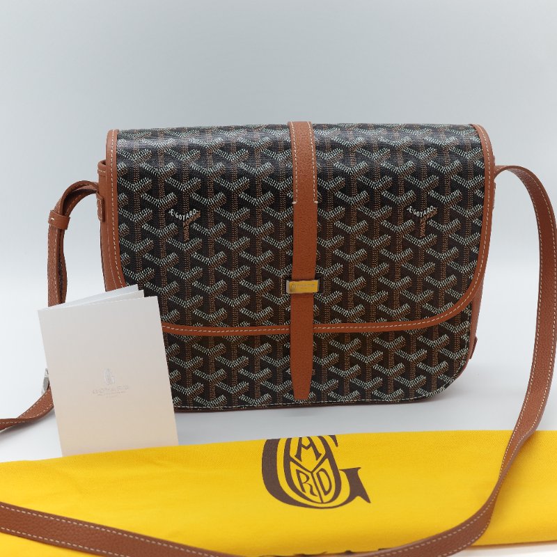 閒置品 ♥️ 有購證【超級新🌟小編推薦】Goyard 戈雅 Belvedere MM 棕色 帆布 小牛皮 中號 翻蓋包 斜背郵差包｜中性款-8