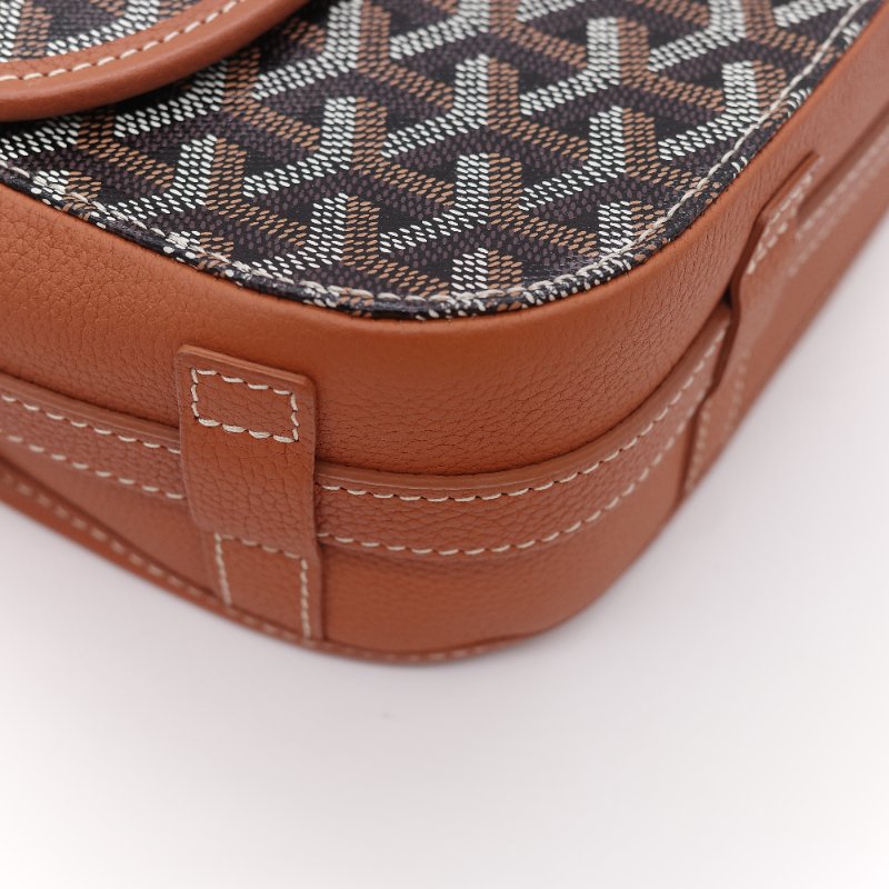 閒置品 ♥️ 有購證【超級新🌟小編推薦】Goyard 戈雅 Belvedere MM 棕色 帆布 小牛皮 中號 翻蓋包 斜背郵差包｜中性款-15