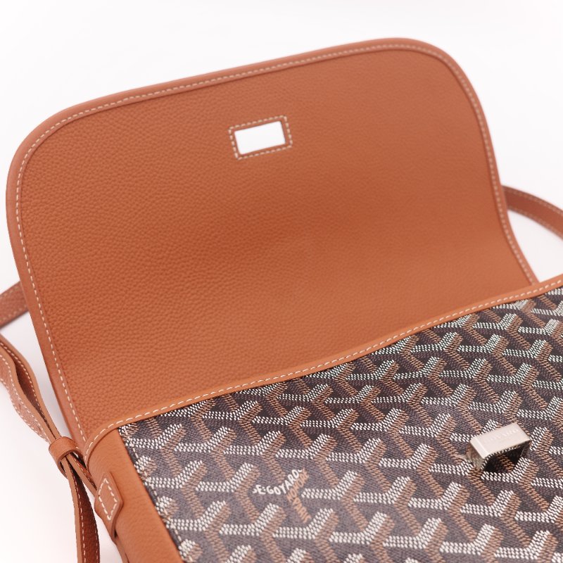 閒置品 ♥️ 有購證【超級新🌟小編推薦】Goyard 戈雅 Belvedere MM 棕色 帆布 小牛皮 中號 翻蓋包 斜背郵差包｜中性款-16