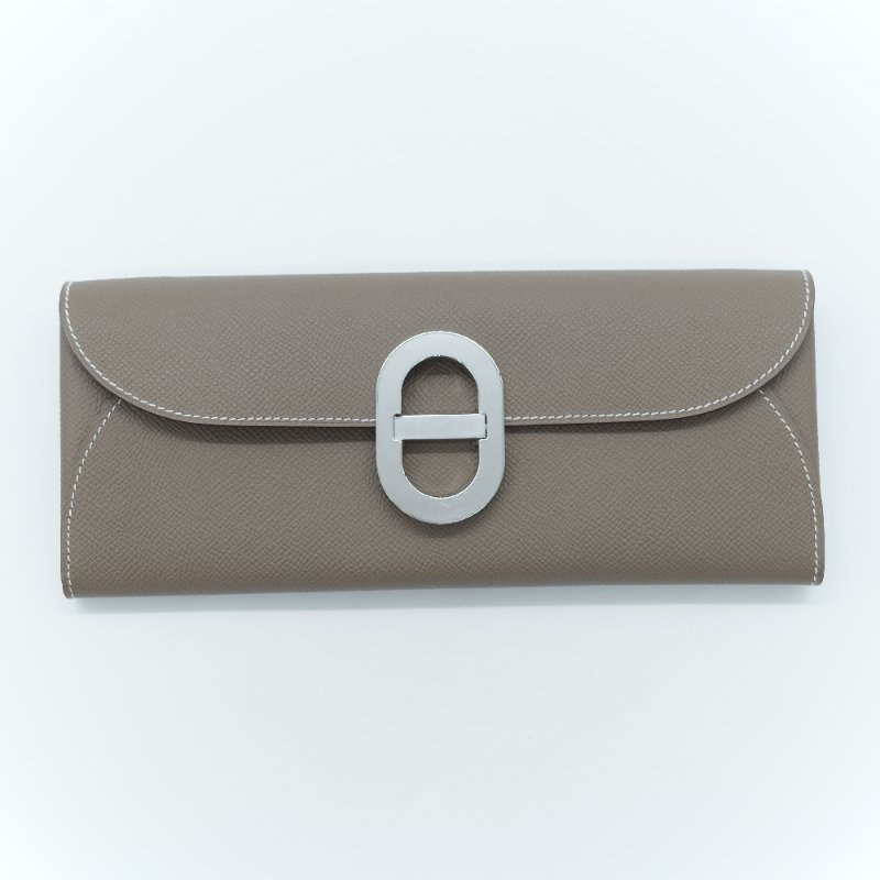 （專櫃 22 萬♥️全新品）Hermès 愛馬仕 Chaine d'Ancre To Go WOC 大象灰色 牛皮 長型手拿斜背兩用錢包-1