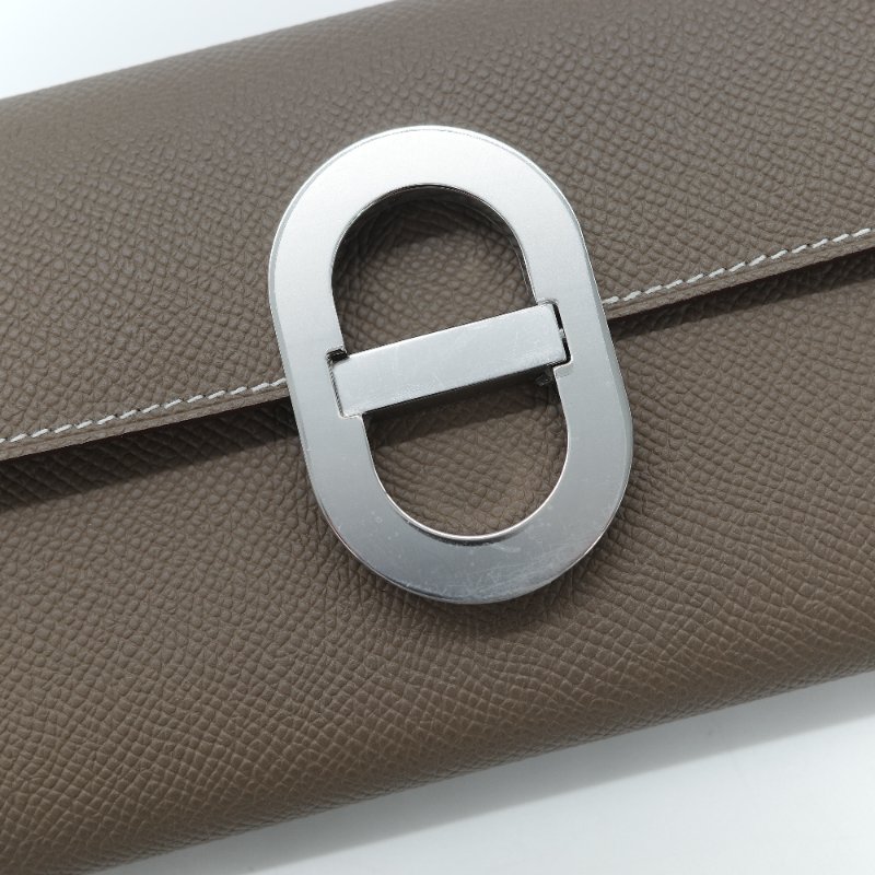 （專櫃 22 萬♥️全新品）Hermès 愛馬仕 Chaine d'Ancre To Go WOC 大象灰色 牛皮 長型手拿斜背兩用錢包-2