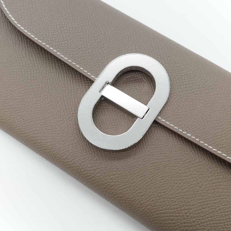 （專櫃 22 萬♥️全新品）Hermès 愛馬仕 Chaine d'Ancre To Go WOC 大象灰色 牛皮 長型手拿斜背兩用錢包-3