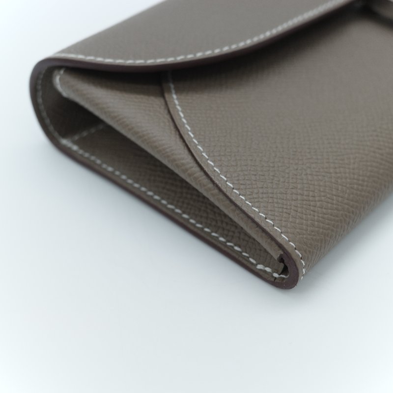 （專櫃 22 萬♥️全新品）Hermès 愛馬仕 Chaine d'Ancre To Go WOC 大象灰色 牛皮 長型手拿斜背兩用錢包-5