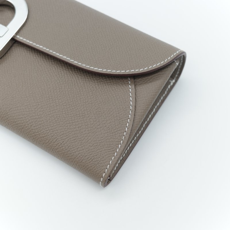 （專櫃 22 萬♥️全新品）Hermès 愛馬仕 Chaine d'Ancre To Go WOC 大象灰色 牛皮 長型手拿斜背兩用錢包-11