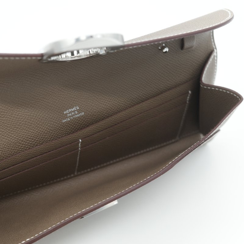 （專櫃 22 萬♥️全新品）Hermès 愛馬仕 Chaine d'Ancre To Go WOC 大象灰色 牛皮 長型手拿斜背兩用錢包-13