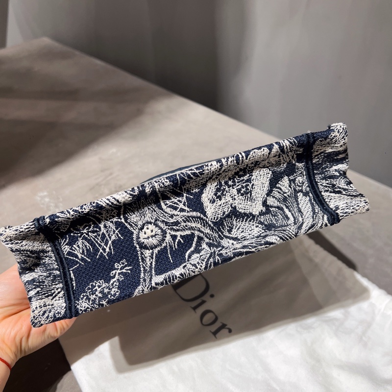迪奧/Dior BookTote 刺繡老花 托特包 手提mini 藍色 20年編碼 底長23 閒置新-4