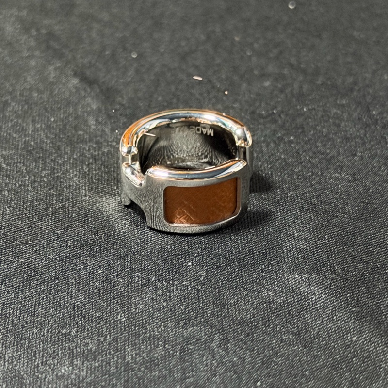 HERMES 金屬/Epsom皮革Olympe Ear Cuff銀棕色耳骨夾-7