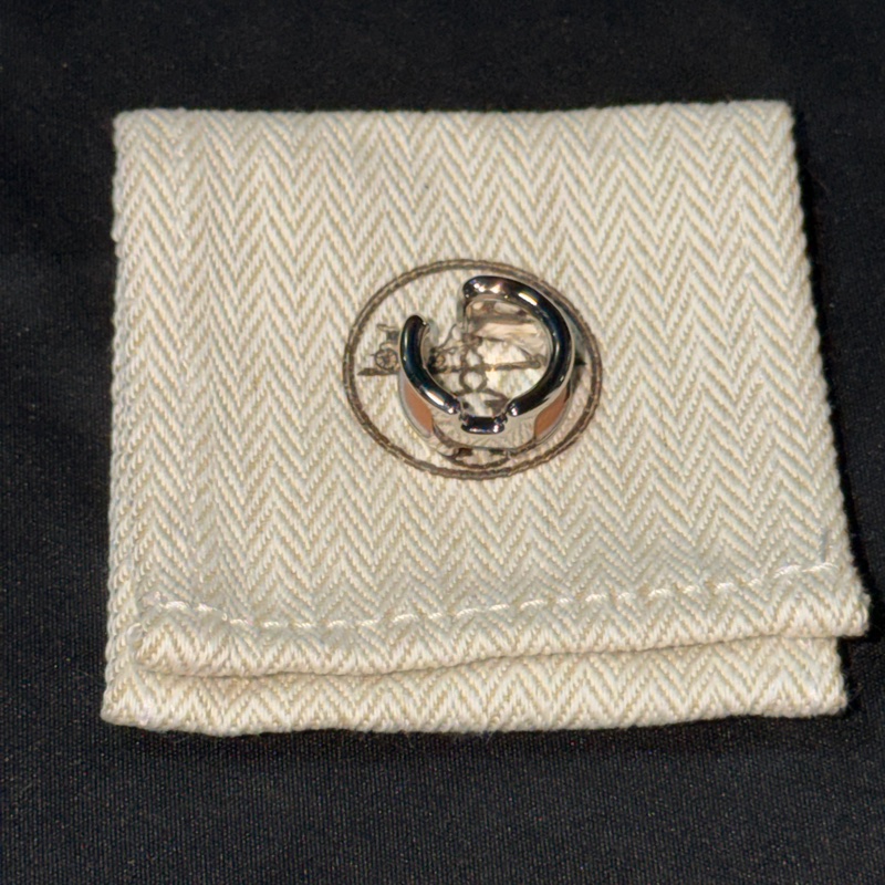 HERMES 金屬/Epsom皮革Olympe Ear Cuff銀棕色耳骨夾-11
