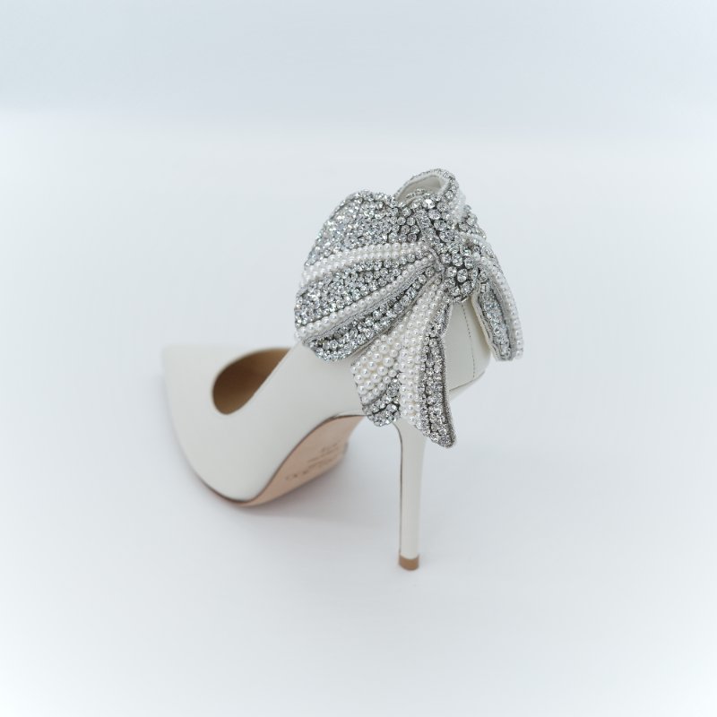 （超級美🌟👰未使用）Jimmy Choo 周仰傑 Love 100 白色 珍珠 水鑽蝴蝶結 尖頭 高跟鞋 EU37.5 (EU38 可以穿）｜專櫃 68,500-2