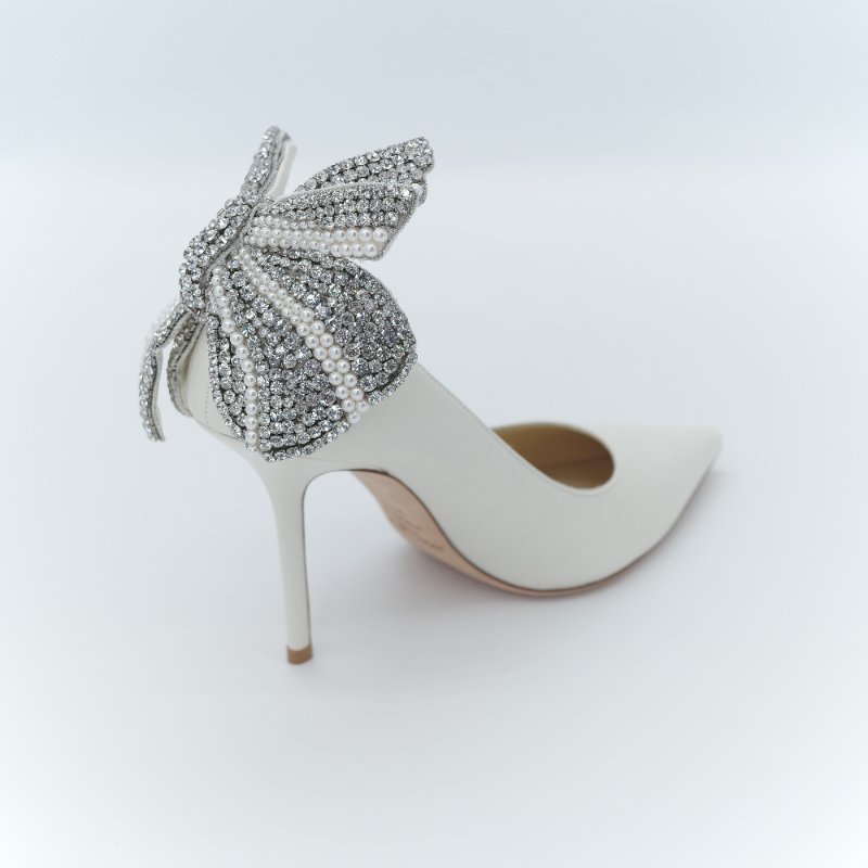 （超級美🌟👰未使用）Jimmy Choo 周仰傑 Love 100 白色 珍珠 水鑽蝴蝶結 尖頭 高跟鞋 EU37.5 (EU38 可以穿）｜專櫃 68,500-4