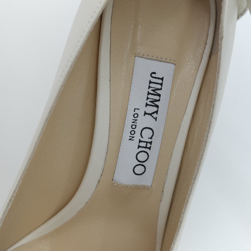 （超級美🌟👰未使用）Jimmy Choo 周仰傑 Love 100 白色 珍珠 水鑽蝴蝶結 尖頭 高跟鞋 EU37.5 (EU38 可以穿）｜專櫃 68,500-7