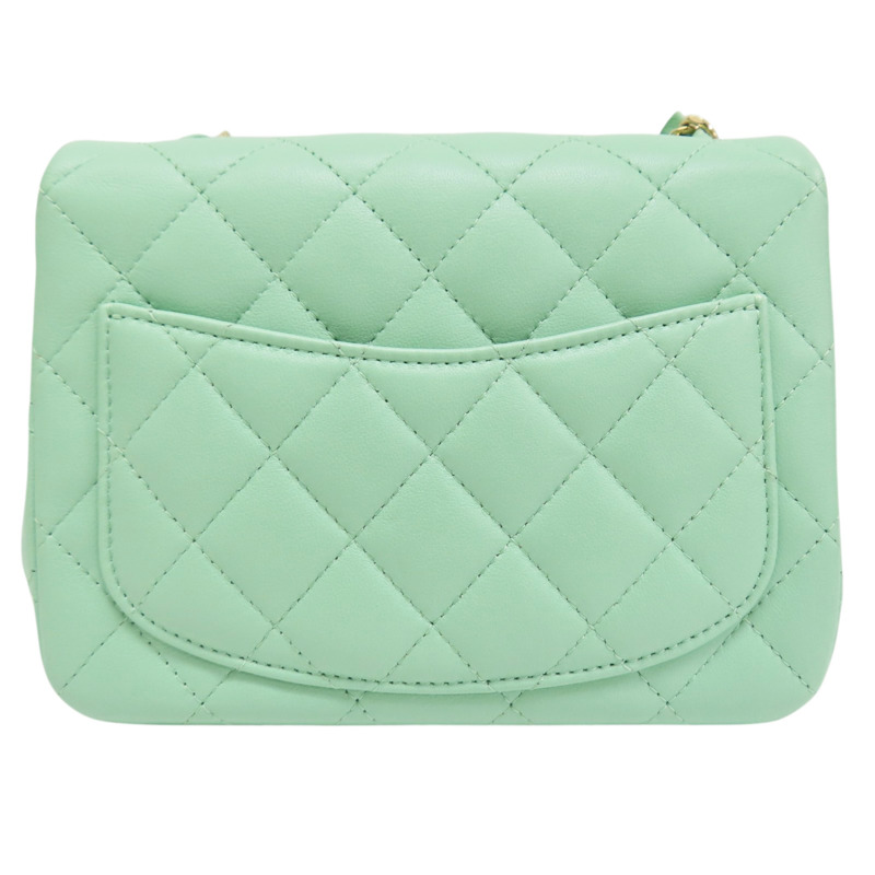 綠色 羊皮 Mini Coco 17 肩背包 淡金釦【CHANEL 香奈兒】 A35200-1