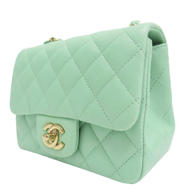 綠色 羊皮 Mini Coco 17 肩背包 淡金釦【CHANEL 香奈兒】 A35200-2