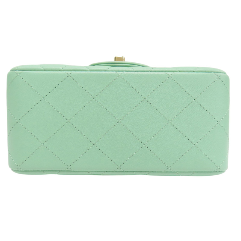 綠色 羊皮 Mini Coco 17 肩背包 淡金釦【CHANEL 香奈兒】 A35200-3