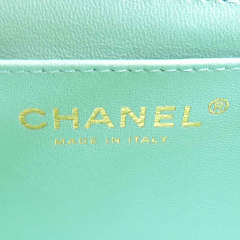 綠色 羊皮 Mini Coco 17 肩背包 淡金釦【CHANEL 香奈兒】 A35200-5