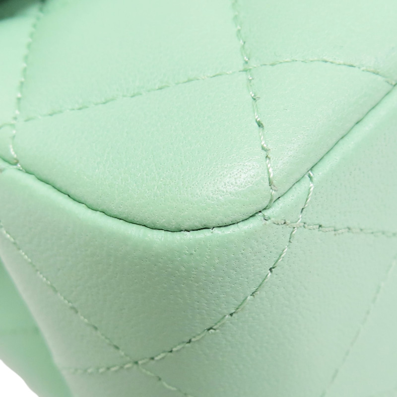 綠色 羊皮 Mini Coco 17 肩背包 淡金釦【CHANEL 香奈兒】 A35200-8