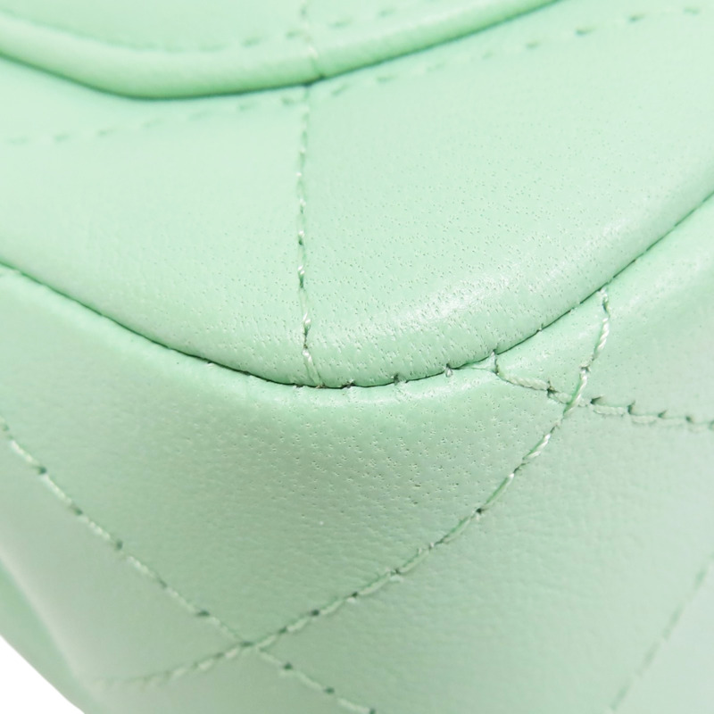 綠色 羊皮 Mini Coco 17 肩背包 淡金釦【CHANEL 香奈兒】 A35200-10