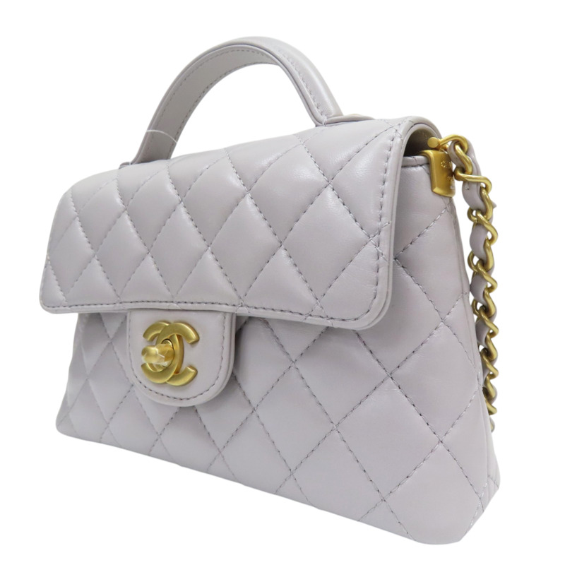 灰色 羊皮 肩背包 金釦【CHANEL 香奈兒】 AS5355-2