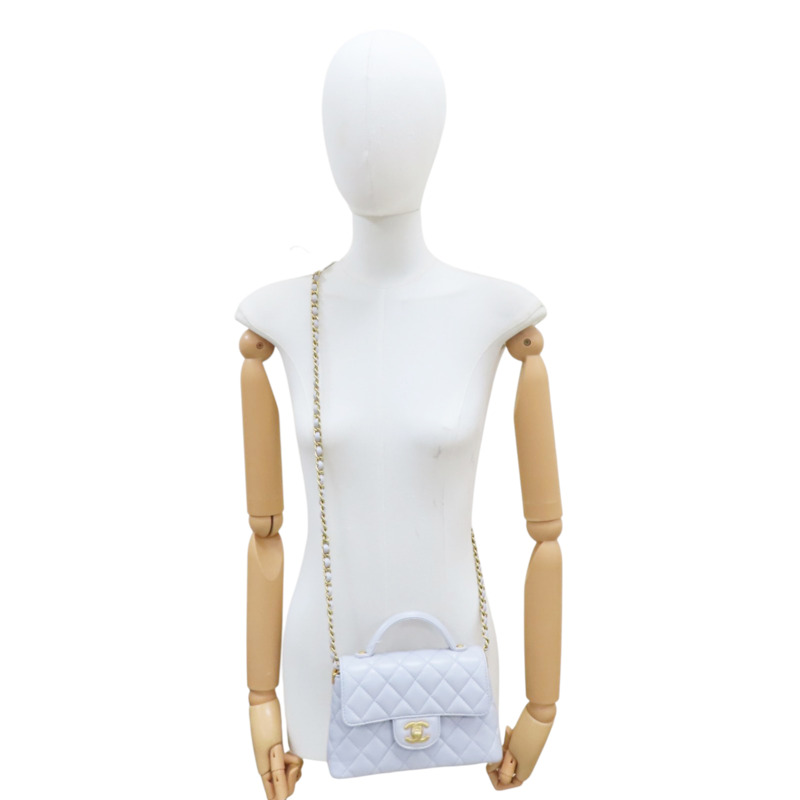 灰色 羊皮 肩背包 金釦【CHANEL 香奈兒】 AS5355-7