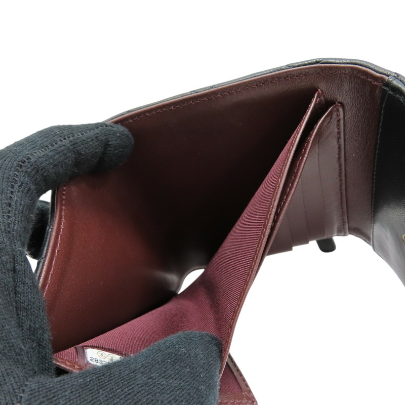 黑色 羊皮 三折短夾 金扣【CHANEL 香奈兒】 AP0231-5