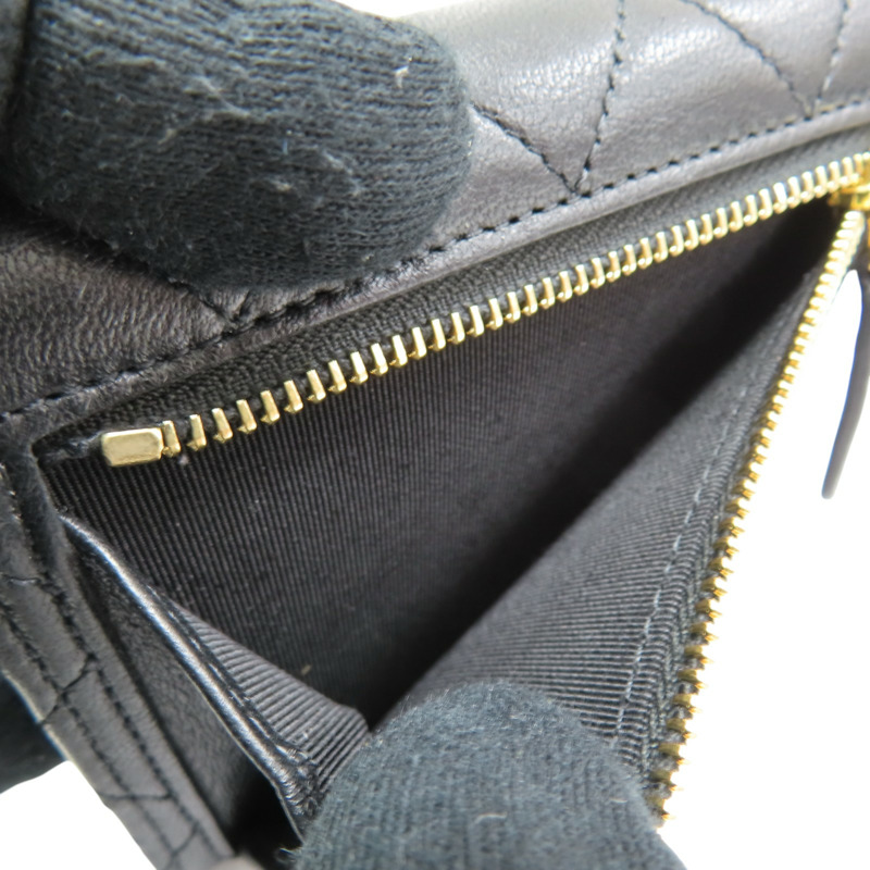 黑色 羊皮 三折短夾 金扣【CHANEL 香奈兒】 AP0231-8