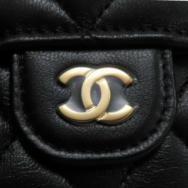 黑色 羊皮 三折短夾 金扣【CHANEL 香奈兒】 AP0231-9