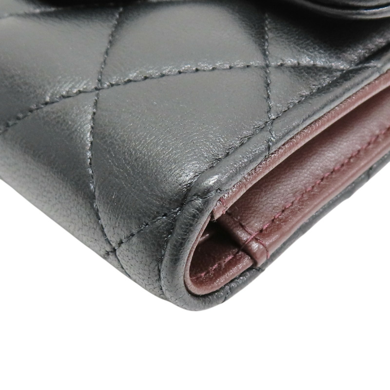 黑色 羊皮 三折短夾 金扣【CHANEL 香奈兒】 AP0231-15