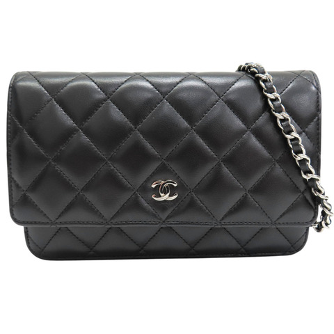 黑色 菱格紋 羊皮 WOC 肩背包 銀釦【CHANEL 香奈兒】 A33814