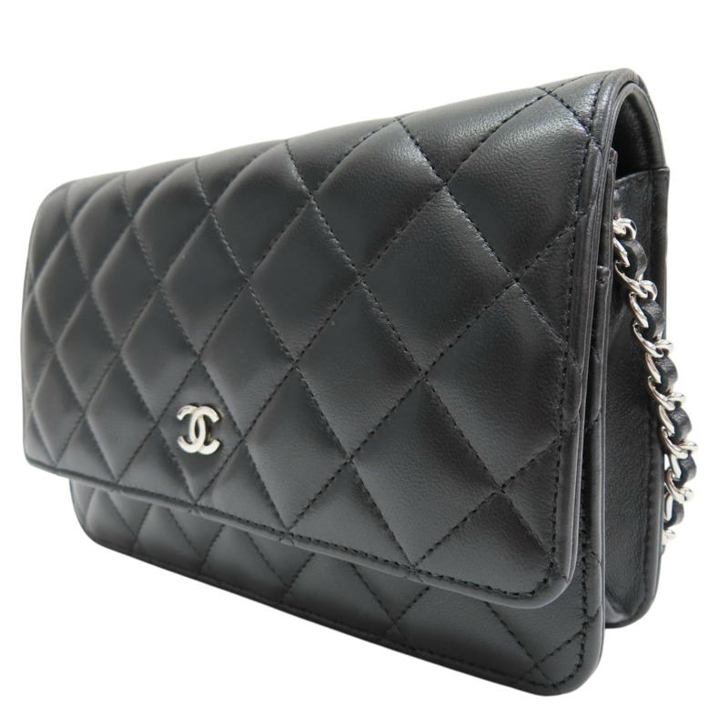 黑色 菱格紋 羊皮 WOC 肩背包 銀釦【CHANEL 香奈兒】 A33814-2