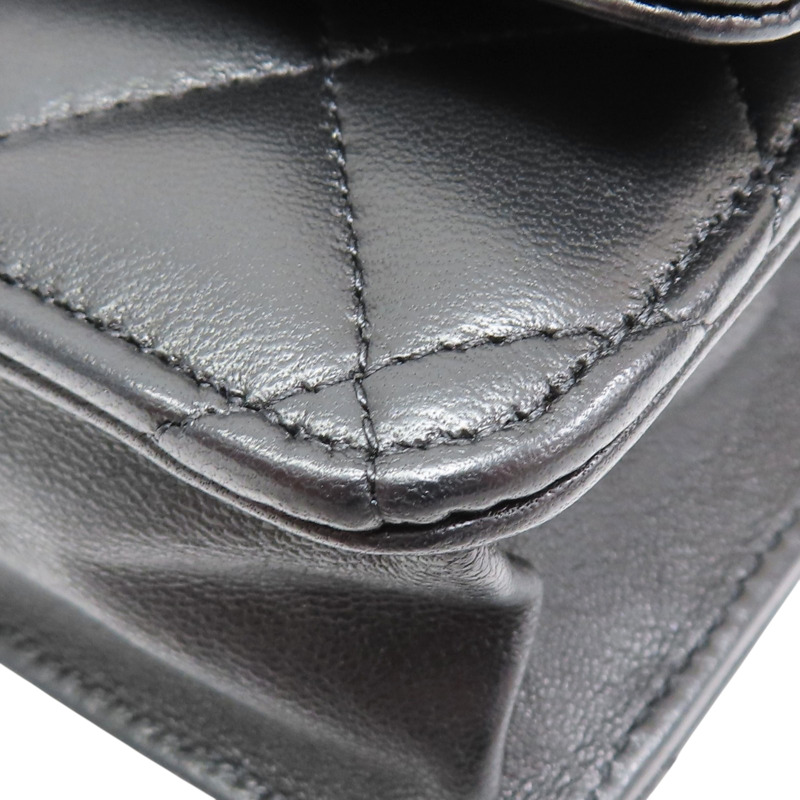 黑色 菱格紋 羊皮 WOC 肩背包 銀釦【CHANEL 香奈兒】 A33814-11