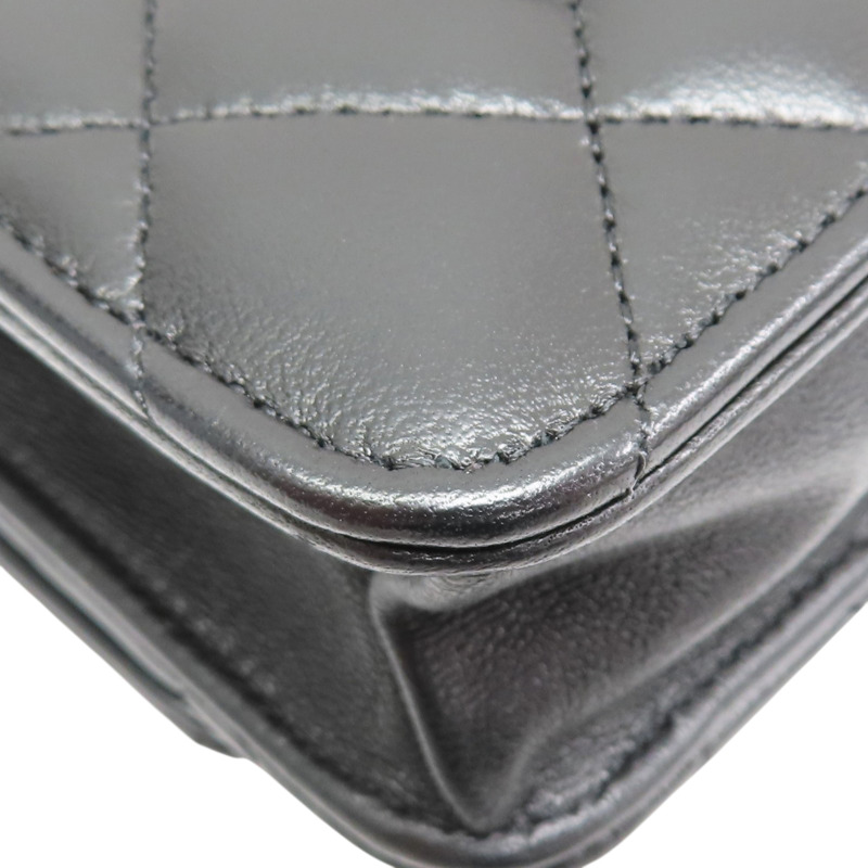 黑色 菱格紋 羊皮 WOC 肩背包 銀釦【CHANEL 香奈兒】 A33814-12