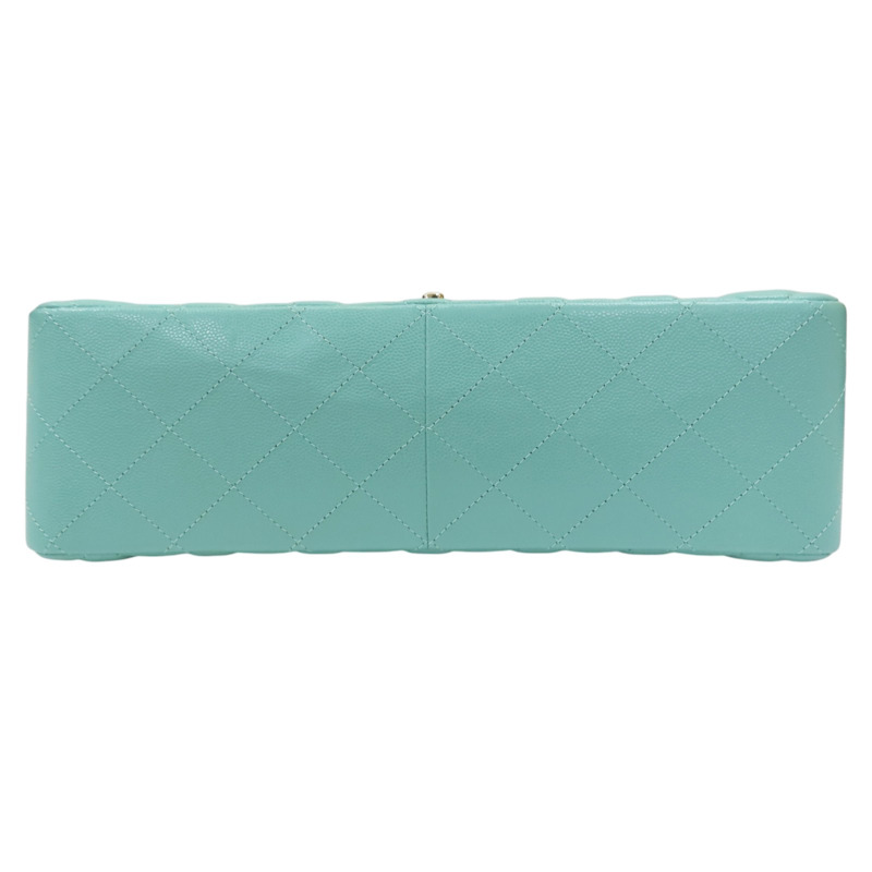 湖水綠 菱格紋 荔枝牛皮 JUMBO 30CM 肩背包【CHANEL 香奈兒】 A58600-3