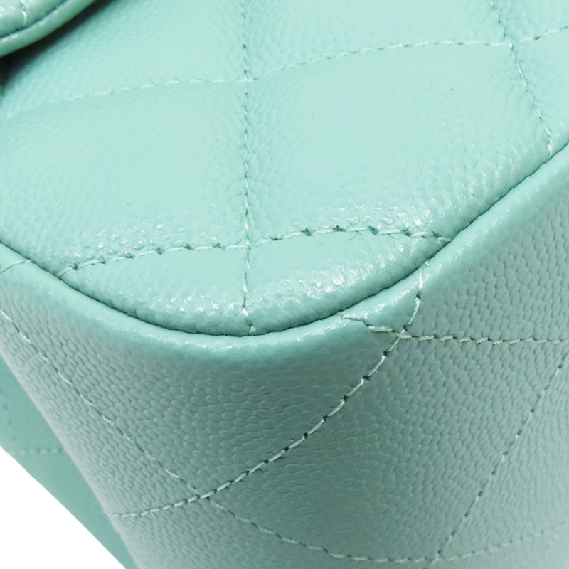 湖水綠 菱格紋 荔枝牛皮 JUMBO 30CM 肩背包【CHANEL 香奈兒】 A58600-9