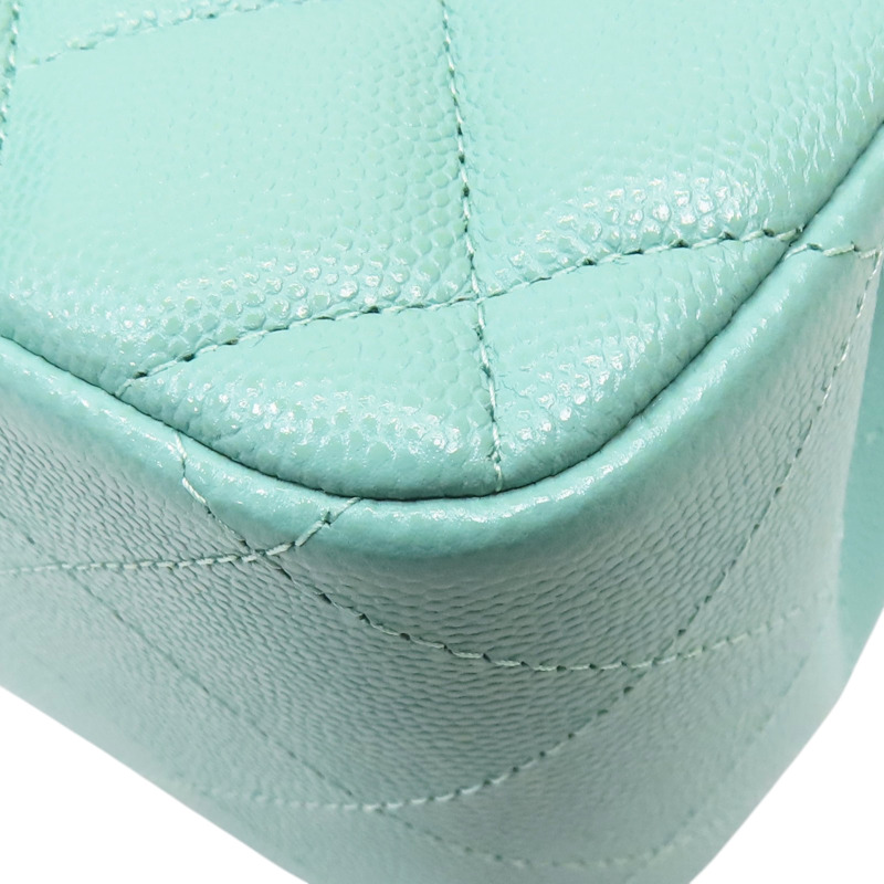 湖水綠 菱格紋 荔枝牛皮 JUMBO 30CM 肩背包【CHANEL 香奈兒】 A58600-12