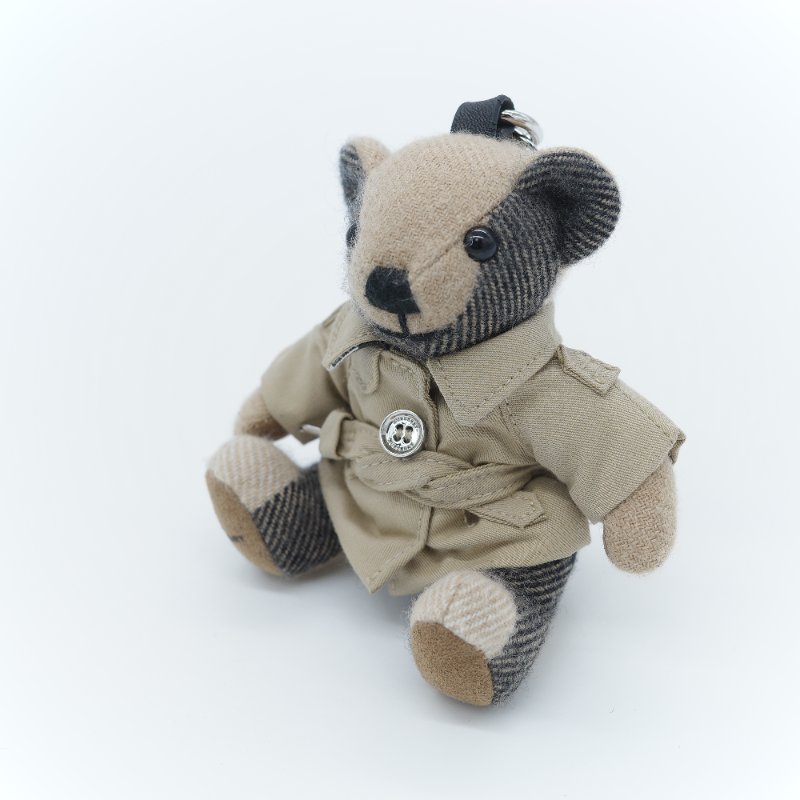 Burberry 巴寶莉 Thomas Bear 經典格紋喀什米爾 棉質嘎巴甸風衣造型 小熊吊飾-2