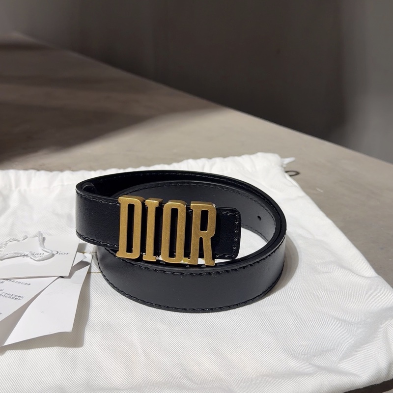 迪奧/Dior 復古字母拼寫腰帶 黑金 全新附吊牌 70碼-0
