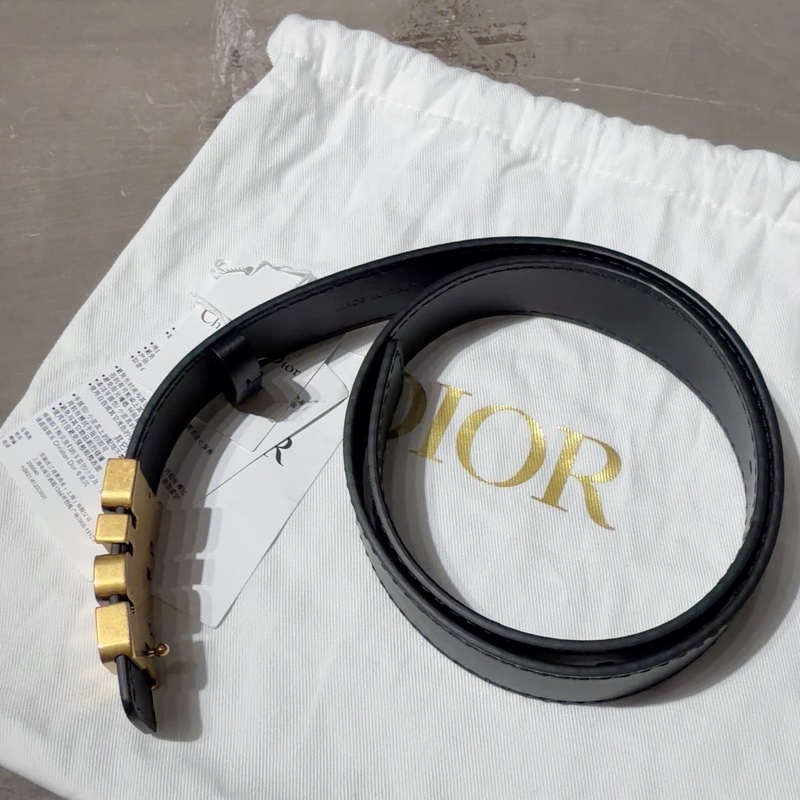 迪奧/Dior 復古字母拼寫腰帶 黑金 全新附吊牌 70碼-1