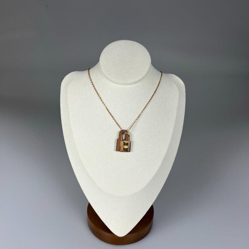 HERMES D刻 雙鎖頭項鍊-0