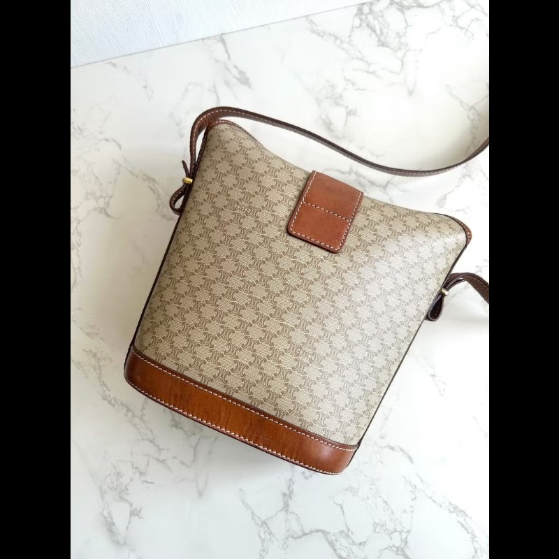 【LA LUNE】稀有中古包 Celine老花金扣薯條包 斜背包 側背包 單肩包 古董包-3