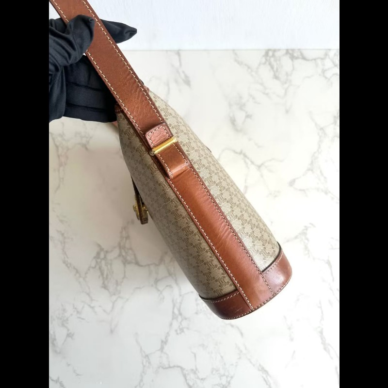 【LA LUNE】稀有中古包 Celine老花金扣薯條包 斜背包 側背包 單肩包 古董包-4