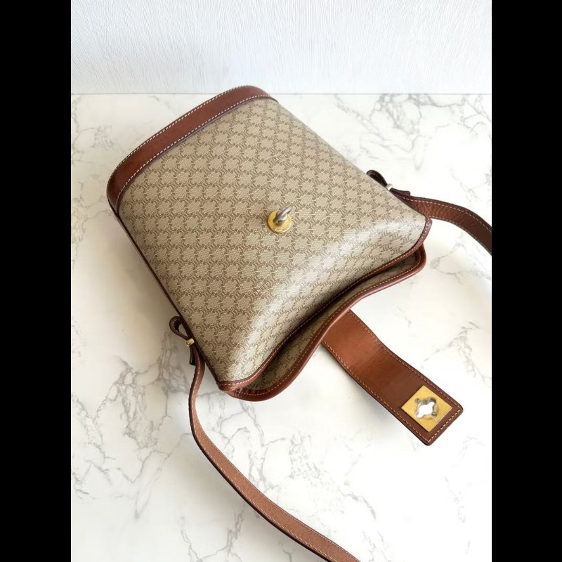 【LA LUNE】稀有中古包 Celine老花金扣薯條包 斜背包 側背包 單肩包 古董包-5