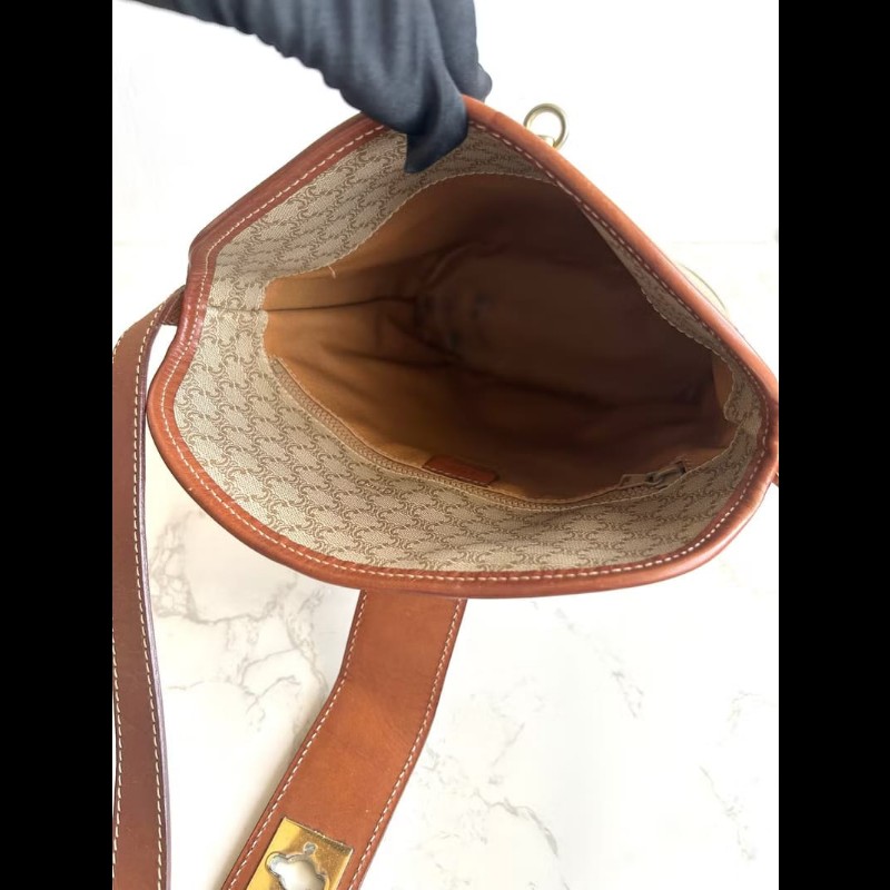 【LA LUNE】稀有中古包 Celine老花金扣薯條包 斜背包 側背包 單肩包 古董包-6