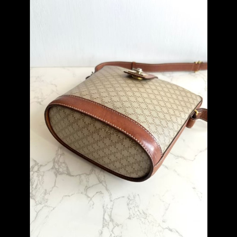 【LA LUNE】稀有中古包 Celine老花金扣薯條包 斜背包 側背包 單肩包 古董包-8